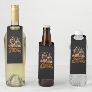 Happy Hallothanksmas Happy Halloween Thanksgiving Bottle Hanger Tag