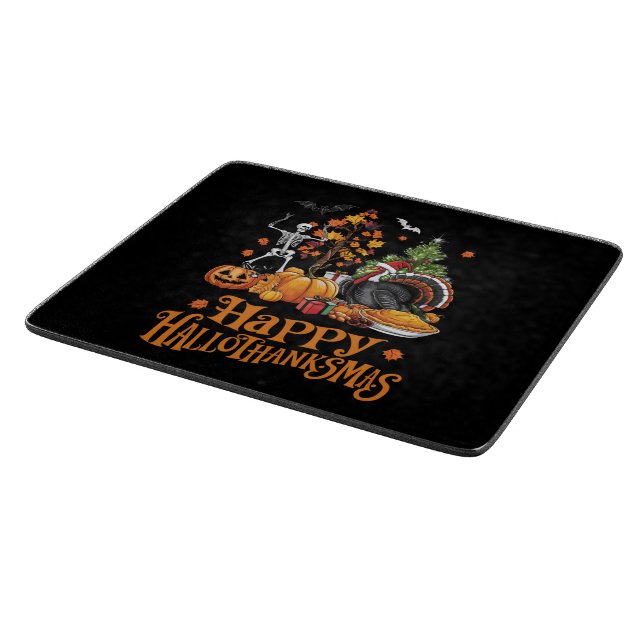 Happy Hallothanksmas Happy Halloween Thanksgiving  Cutting Board (Corner)