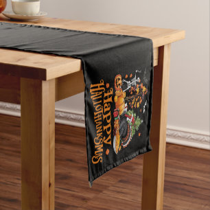 Happy Hallothanksmas Happy Halloween Thanksgiving Short Table Runner