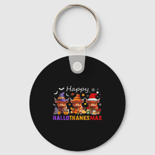 Happy Hallothanksmas Highland Cow Halloween Merry Keychain