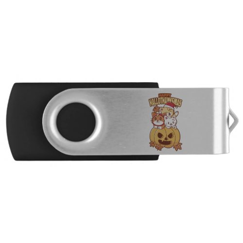 HAPPY HALLOTHANKSMAS HOLIDAY CATS CHRISTMAS THANK FLASH DRIVE