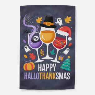 Happy HalloThanksMas Holiday Garden Flag