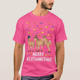 Happy Hallothanksmas Horse Fanatic Holiday Season  T-Shirt