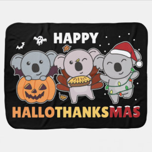 Happy Hallothanksmas Koalas Christmas Koala Baby B Blanket