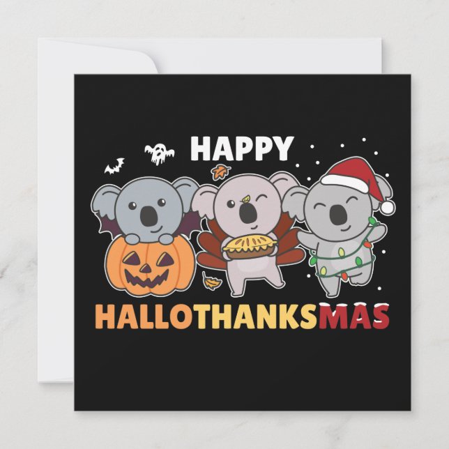 Happy Hallothanksmas Koalas Christmas Koala Invita Invitation (Front)