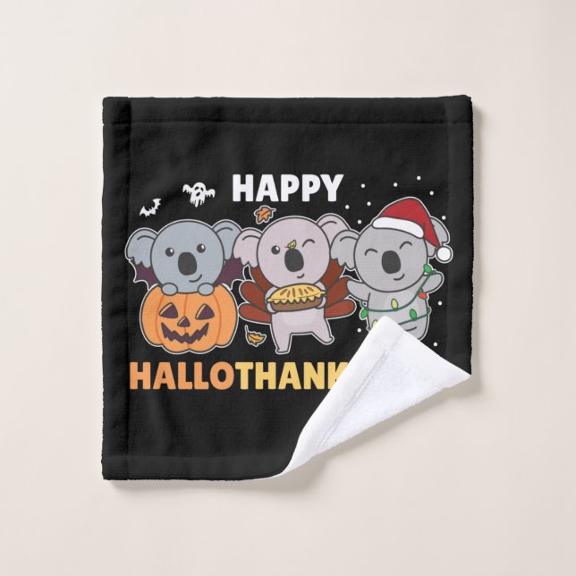 Happy Hallothanksmas Koalas Christmas Koala Wash C Wash Cloth (Wash Cloth)