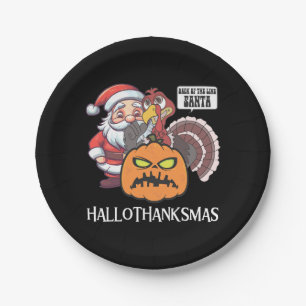 Happy Hallothanksmas Paper Plates