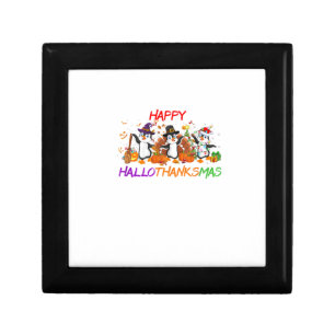 Happy Hallothanksmas Penguin Halloween Thanksgivin Gift Box