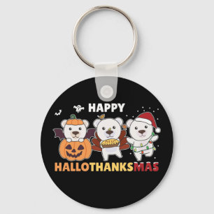 Happy Hallothanksma's Polar Bear Christmas Polar K Keychain