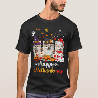 Happy Hallothanksmas Pomeranian Dog Halloween T-Shirt