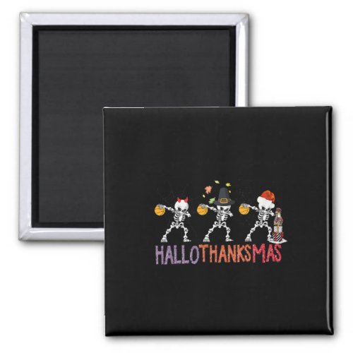 Happy Hallothanksmas Skeleton Basketball Tops Hall Magnet