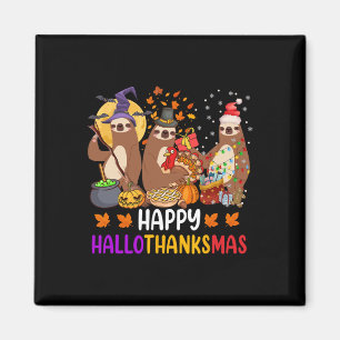 Happy Hallothanksmas Sloth Halloween Christmas Fal Magnet