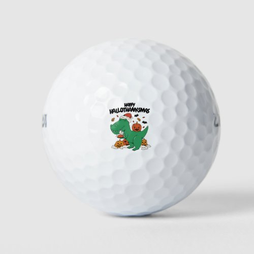 HAPPY HALLOTHANKSMAS T_REX CHRISTMAS THANKSGIVING GOLF BALLS