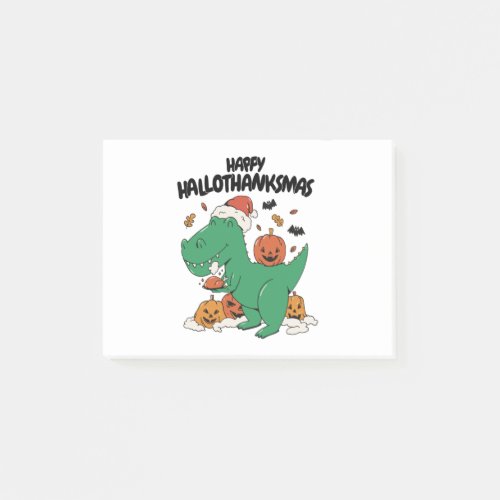 HAPPY HALLOTHANKSMAS T_REX CHRISTMAS THANKSGIVING POST_IT NOTES