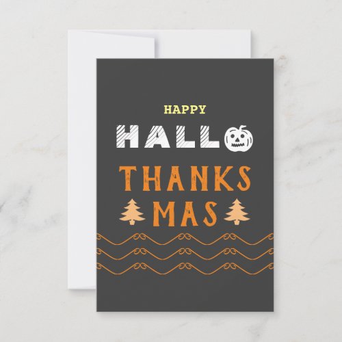happy hallothanksmas thank you card