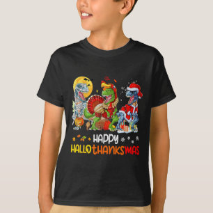Happy Hallothanksmas Thanksgiving Dinosaur T Rex T T-Shirt