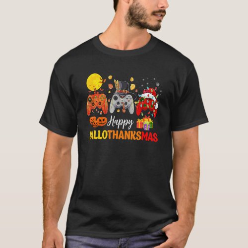 Happy Hallothanksmas Video Game Controller Pumpkin T_Shirt