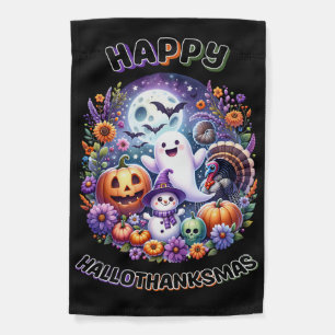 Happy HalloThanksMas Weatherproof  Garden Flag