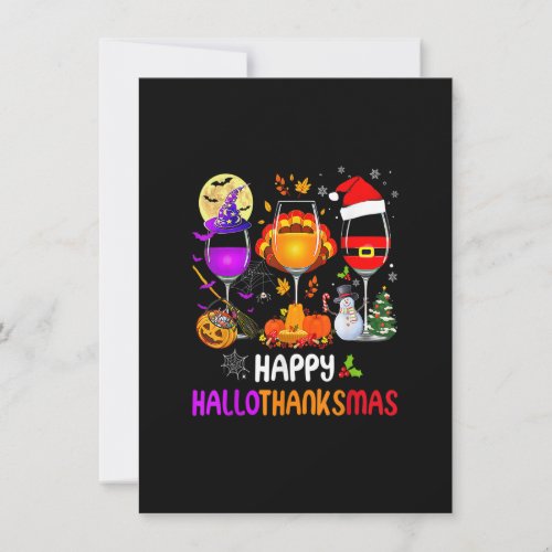 Happy Hallothanksmas Wine Glasses Halloween Thanks Invitation