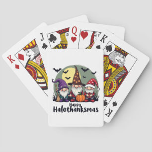 Happy Hallothanksmas Xmas Halloween Gnomes  Poker Cards