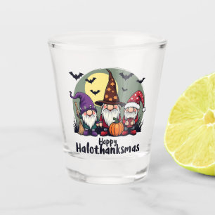 Happy Hallothanksmas Xmas Halloween Gnomes Shot Glass