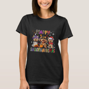 Happy Hallothanksmas Yorkshire Dog Lover Halloween T-Shirt