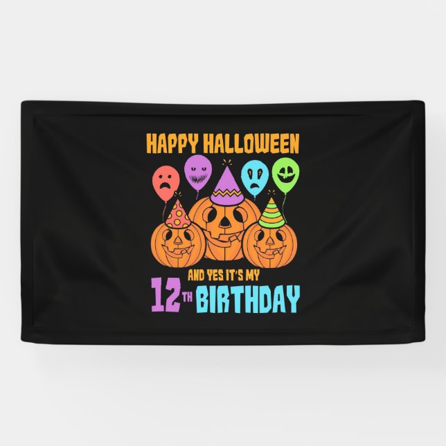 Happy Halloween 12th Birthday Banner (Horizontal)