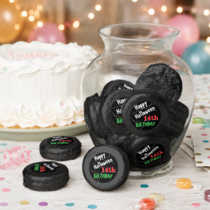 Happy Halloween 14th Birthday Spider Web Any AGE Dipped Oreo Cookie Favors