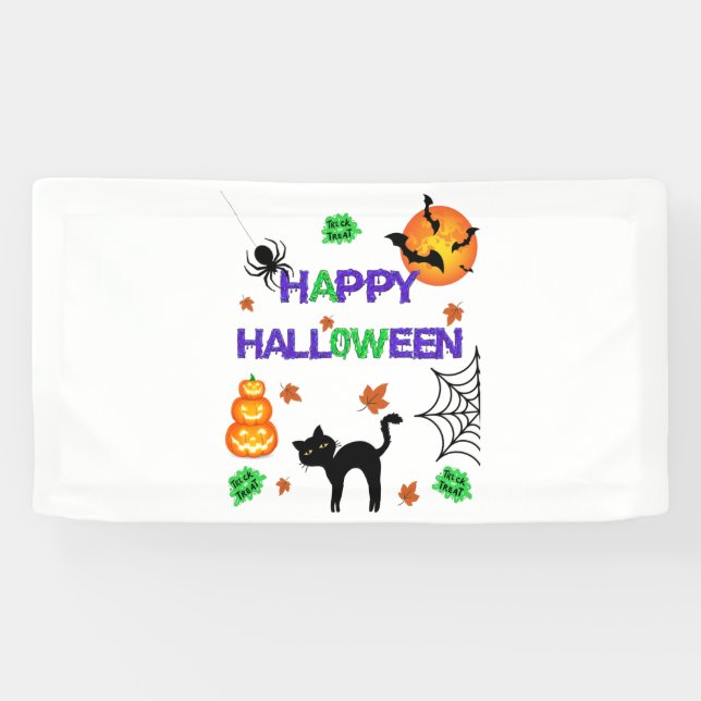 Happy Halloween 1.6x3 Vinyl Banner (Horizontal)