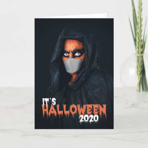 Happy Halloween 2020 Monster In Face Mask Holiday Card