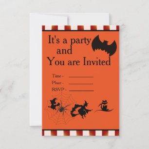 Happy Halloween 2020 with Spider Bat Witches Cat Invitation