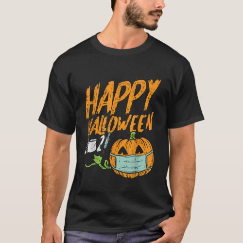 Happy Halloween 2021 Pumpkin Face Mask Quarantine  T_Shirt