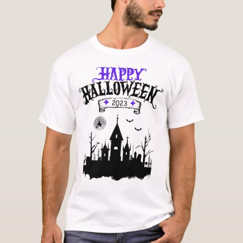Happy Halloween 2023 Spooky Church Design T_Shirt