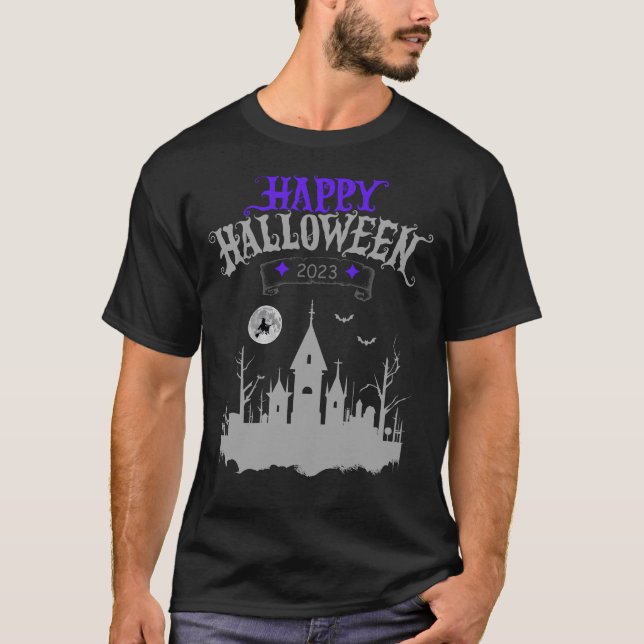 Happy Halloween 2023 Spooky Church Design T-Shirt (Front)