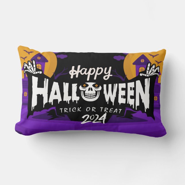 Happy Halloween 2024 Lumbar Throw Pillows (Front)