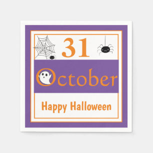 Happy Halloween 31 October Spider Halloween Party  Napkins
