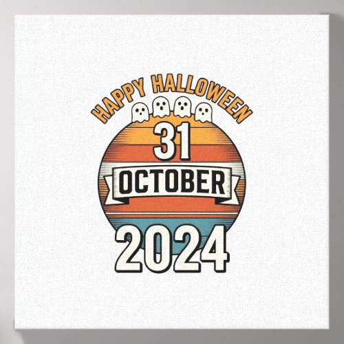 Happy Halloween 31 October Vintage Ghost Design_1 Canvas Photo Tile