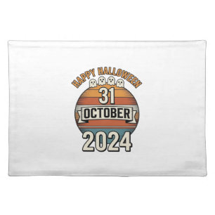 Happy Halloween 31 October Vintage Ghost Design_1 Cloth Placemat