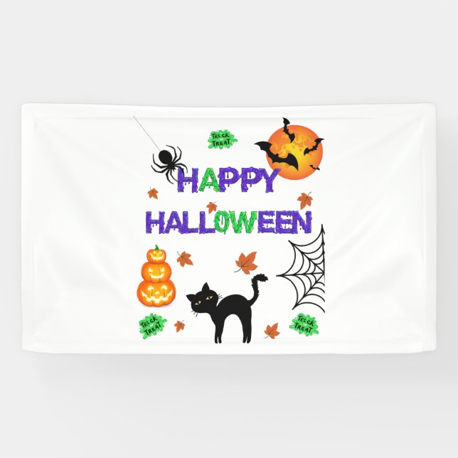 Happy Halloween 3x5 Vinyl Banner (Horizontal)