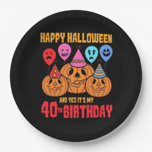 Happy Halloween 40th Birthday Paper Plates