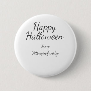 Happy Halloween add family name calligraphy modern Button