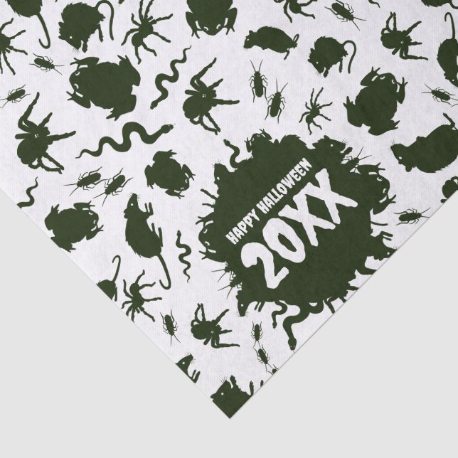 Happy Halloween Add The Year Black Creepy Crawlies Tissue Paper (Detail)