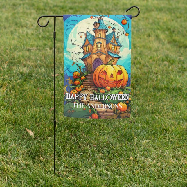 Happy Halloween | Add Your Name Garden Flag (In SItu)