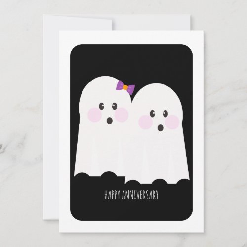 Happy Halloween Adorable Ghost Anniversary Card