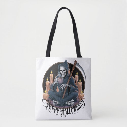 Happy Halloween and a skeleton 2 Tote Bag