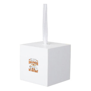 Happy Halloween And My Birthday Vintage Design_1 Cube Ornament