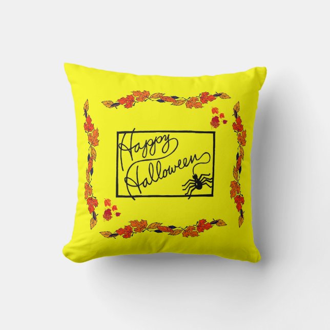 Happy Halloween and Spider - Throw Pillow (Front)