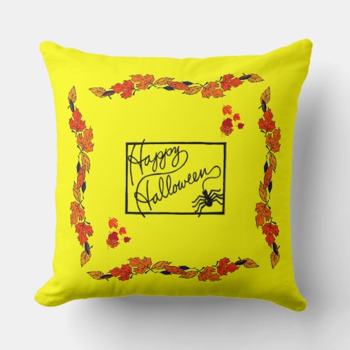 Happy Halloween and Spider _ Throw Pillow