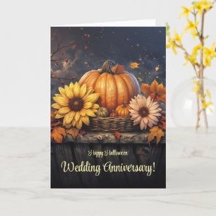 Happy Halloween Anniversary Pretty Fall Flowers Card