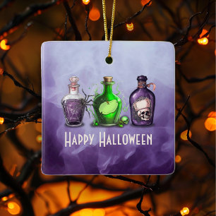 Happy Halloween Apothecary Jar Ceramic Ornament